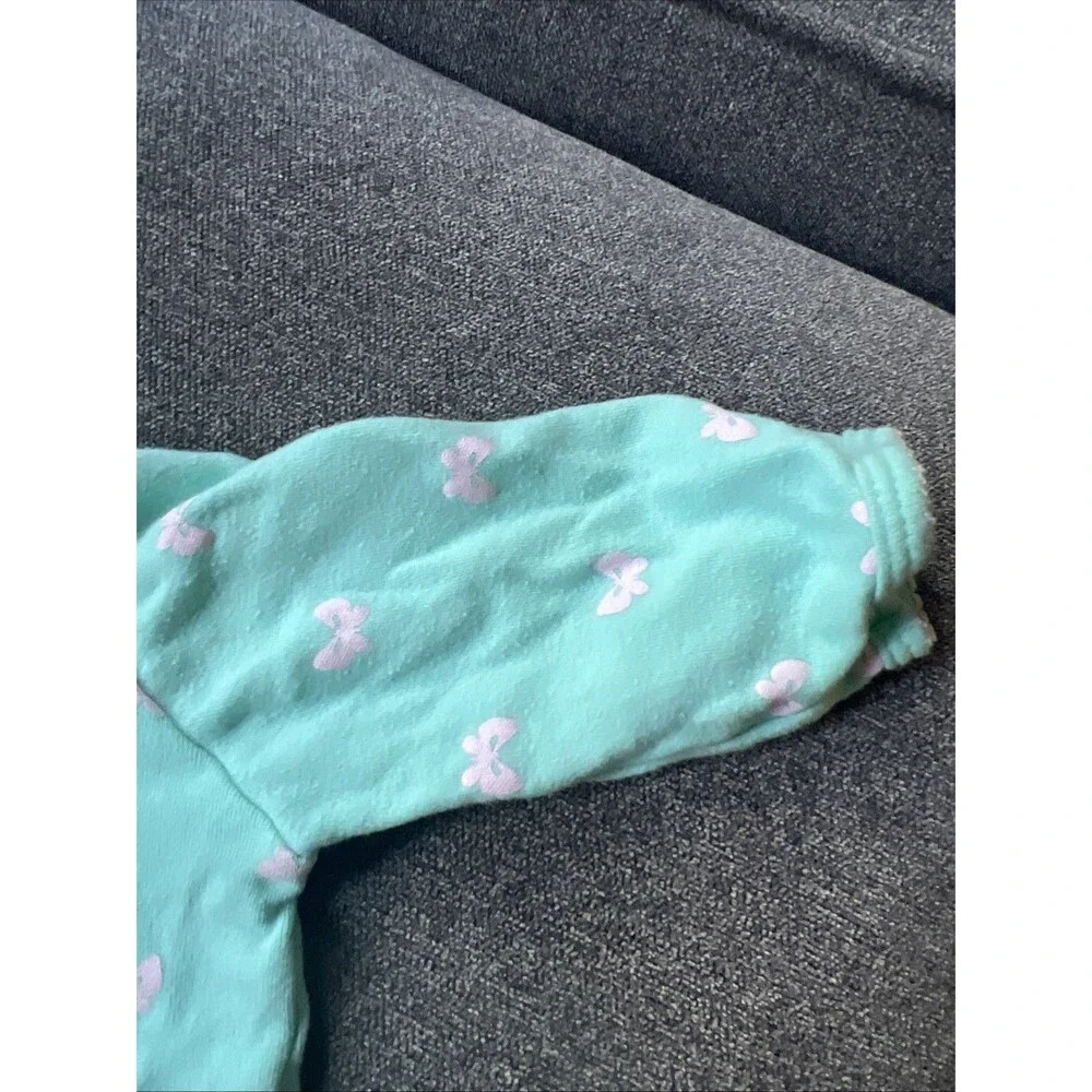 Onesies Girl Mint Green‎ Sleeper W/bow Design White 3Months